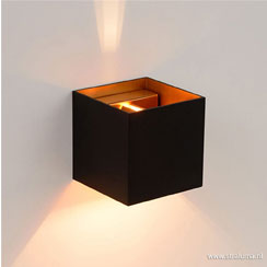 indirecte verlichting - ideeën en inspiratie | XIO wandlamp kubus zwart/goud led XIO wandlamp kubus zwart/goud led